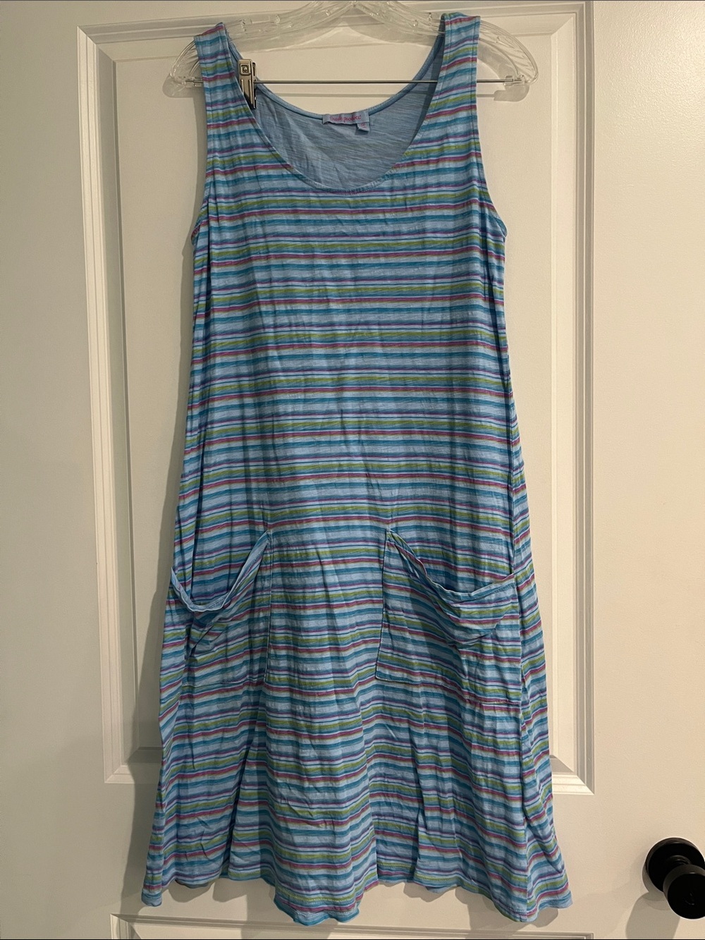 Fresh Produce' Blue Striped Pocket swim coverup dress sz S small